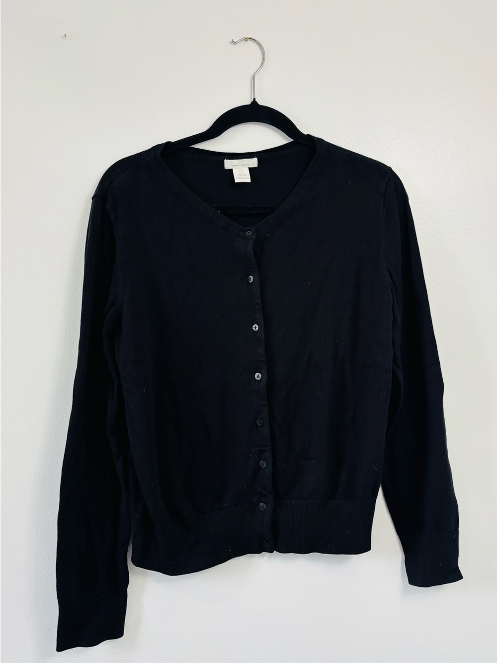 H&M Black Women's Button-Front Cardigan, Size L